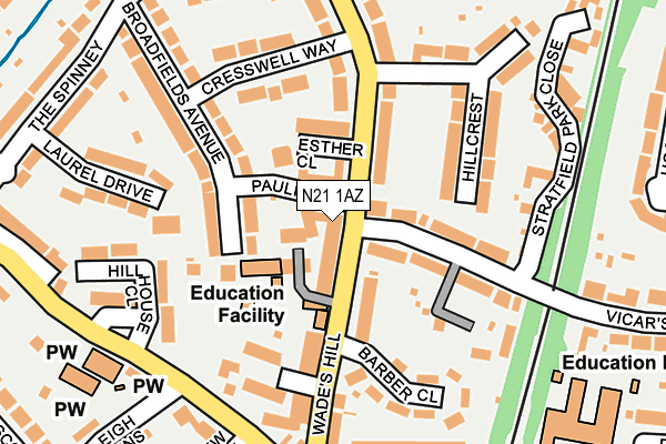 N21 1AZ map - OS OpenMap – Local (Ordnance Survey)