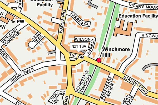 N21 1BA map - OS OpenMap – Local (Ordnance Survey)