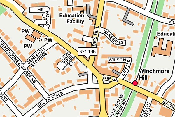 N21 1BB map - OS OpenMap – Local (Ordnance Survey)