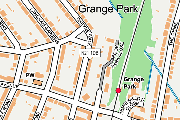 N21 1DB map - OS OpenMap – Local (Ordnance Survey)