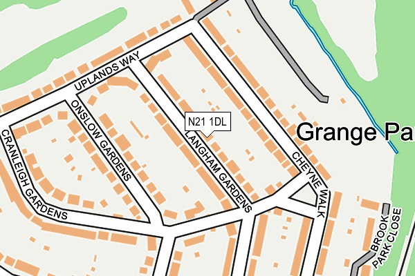 N21 1DL map - OS OpenMap – Local (Ordnance Survey)