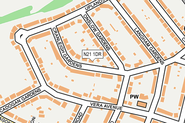 N21 1DR map - OS OpenMap – Local (Ordnance Survey)