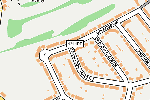 N21 1DT map - OS OpenMap – Local (Ordnance Survey)