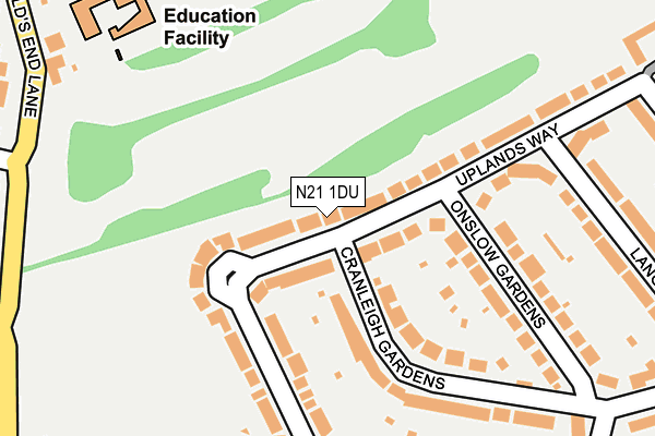 N21 1DU map - OS OpenMap – Local (Ordnance Survey)