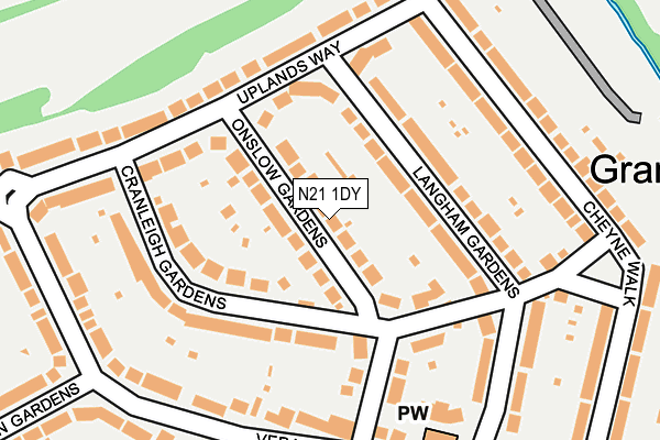 N21 1DY map - OS OpenMap – Local (Ordnance Survey)
