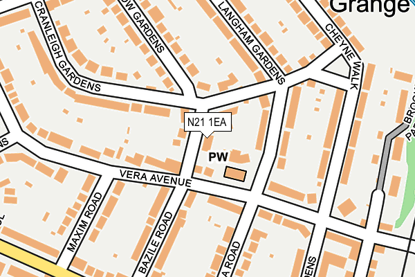 N21 1EA map - OS OpenMap – Local (Ordnance Survey)