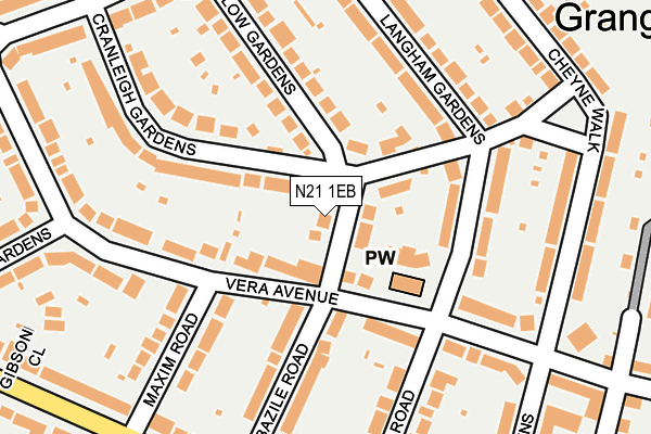 N21 1EB map - OS OpenMap – Local (Ordnance Survey)