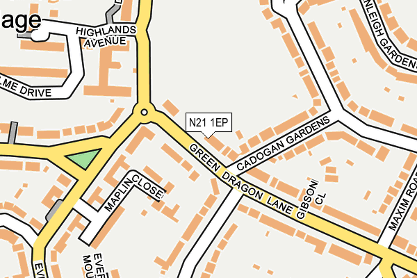 N21 1EP map - OS OpenMap – Local (Ordnance Survey)