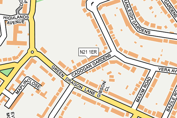 N21 1ER map - OS OpenMap – Local (Ordnance Survey)