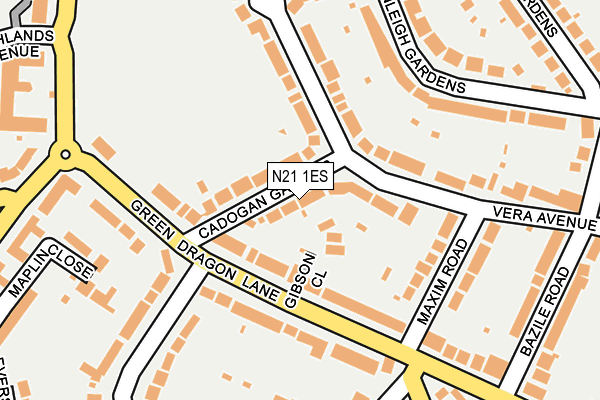 N21 1ES map - OS OpenMap – Local (Ordnance Survey)