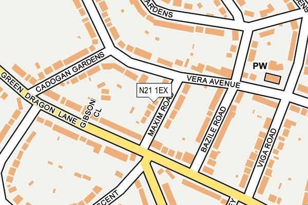 N21 1EX map - OS OpenMap – Local (Ordnance Survey)