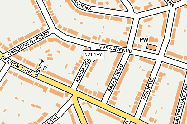 N21 1EY map - OS OpenMap – Local (Ordnance Survey)