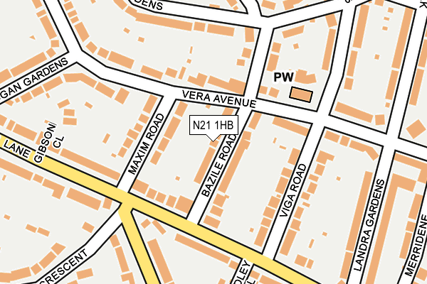 N21 1HB map - OS OpenMap – Local (Ordnance Survey)
