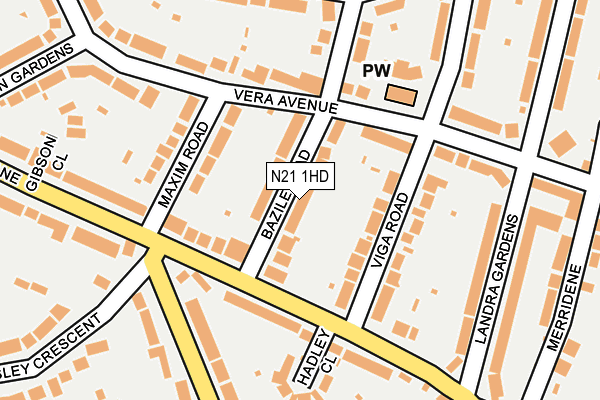 N21 1HD map - OS OpenMap – Local (Ordnance Survey)