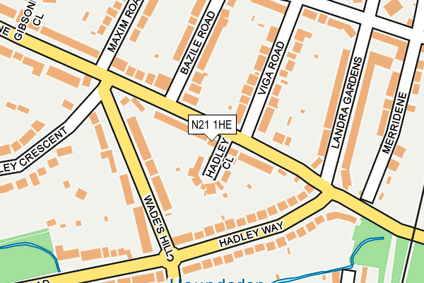 N21 1HE map - OS OpenMap – Local (Ordnance Survey)