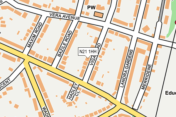 N21 1HH map - OS OpenMap – Local (Ordnance Survey)