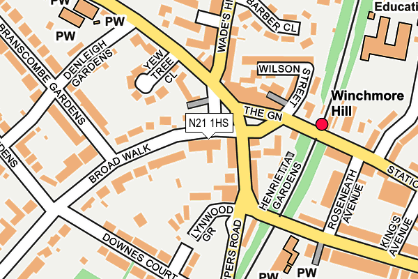 N21 1HS map - OS OpenMap – Local (Ordnance Survey)