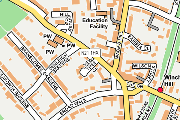 N21 1HX map - OS OpenMap – Local (Ordnance Survey)