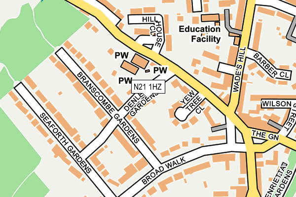 N21 1HZ map - OS OpenMap – Local (Ordnance Survey)