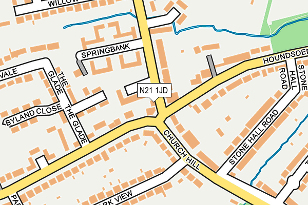 N21 1JD map - OS OpenMap – Local (Ordnance Survey)