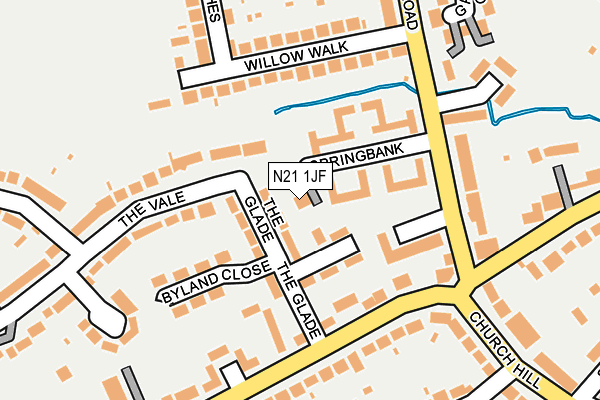 N21 1JF map - OS OpenMap – Local (Ordnance Survey)