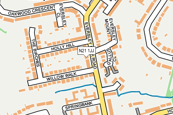 N21 1JJ map - OS OpenMap – Local (Ordnance Survey)