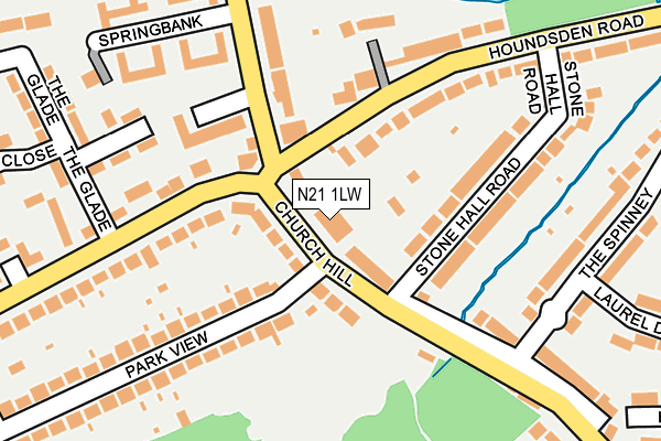N21 1LW map - OS OpenMap – Local (Ordnance Survey)