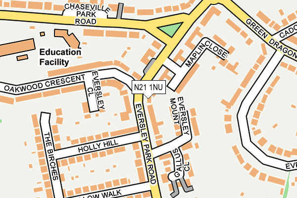 N21 1NU map - OS OpenMap – Local (Ordnance Survey)