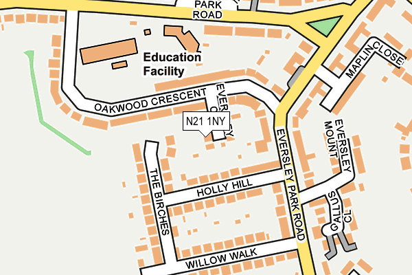N21 1NY map - OS OpenMap – Local (Ordnance Survey)