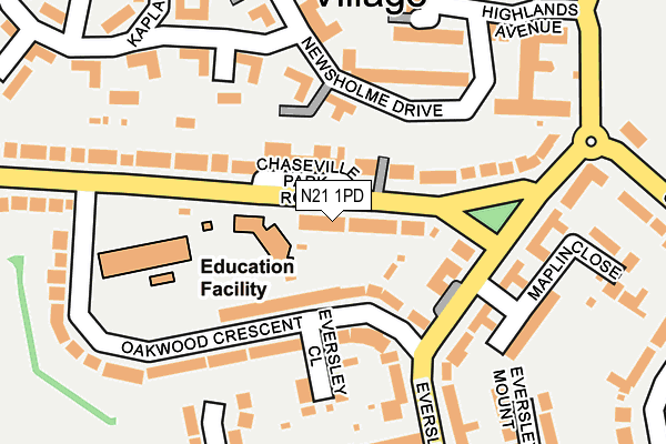 N21 1PD map - OS OpenMap – Local (Ordnance Survey)