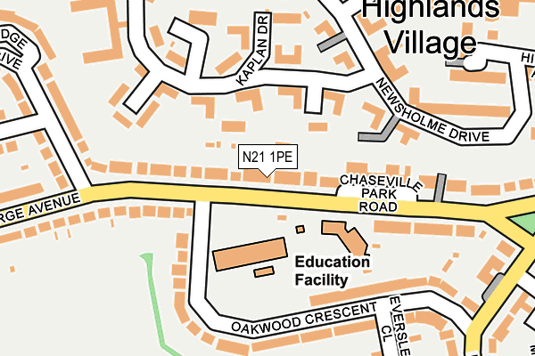 N21 1PE map - OS OpenMap – Local (Ordnance Survey)