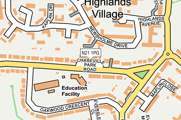 N21 1PG map - OS OpenMap – Local (Ordnance Survey)