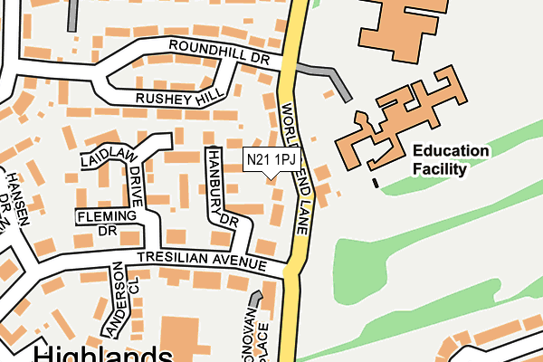 N21 1PJ map - OS OpenMap – Local (Ordnance Survey)