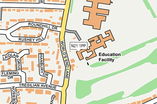 N21 1PP map - OS OpenMap – Local (Ordnance Survey)