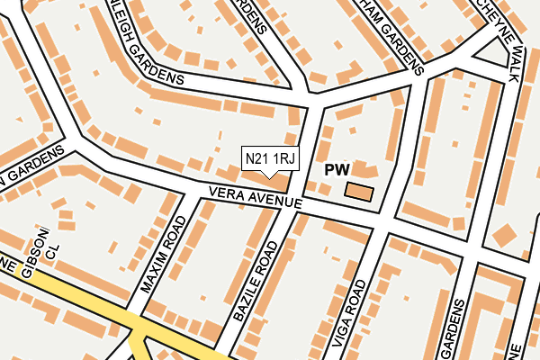 N21 1RJ map - OS OpenMap – Local (Ordnance Survey)
