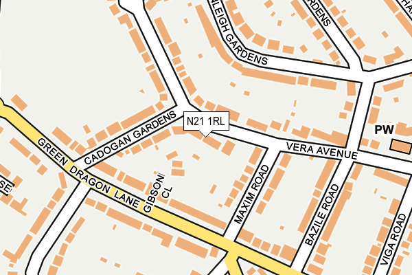 N21 1RL map - OS OpenMap – Local (Ordnance Survey)