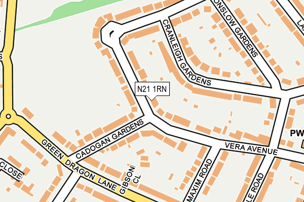 N21 1RN map - OS OpenMap – Local (Ordnance Survey)