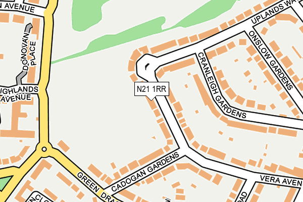 N21 1RR map - OS OpenMap – Local (Ordnance Survey)