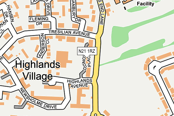 N21 1RZ map - OS OpenMap – Local (Ordnance Survey)