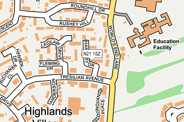 N21 1SZ map - OS OpenMap – Local (Ordnance Survey)