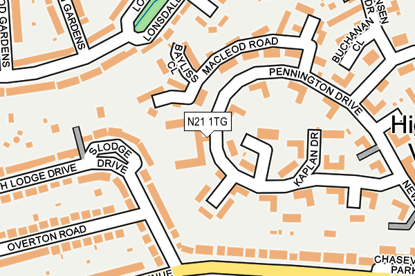 N21 1TG map - OS OpenMap – Local (Ordnance Survey)
