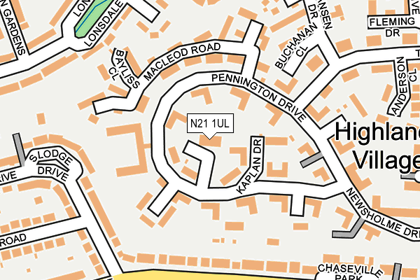 N21 1UL map - OS OpenMap – Local (Ordnance Survey)
