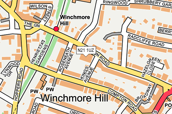 N21 1UZ map - OS OpenMap – Local (Ordnance Survey)