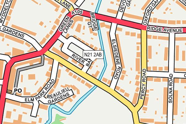 N21 2AB map - OS OpenMap – Local (Ordnance Survey)