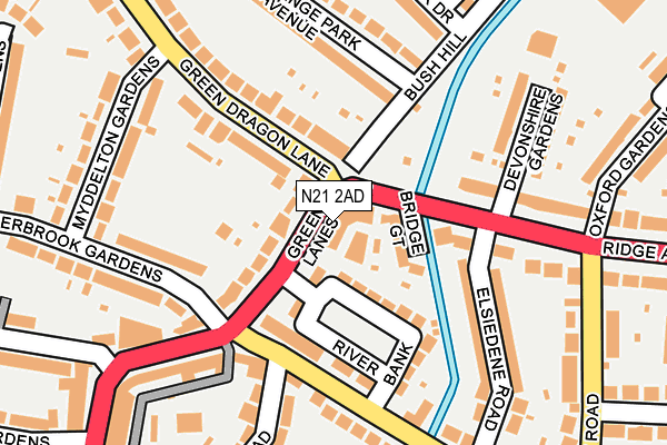 N21 2AD map - OS OpenMap – Local (Ordnance Survey)