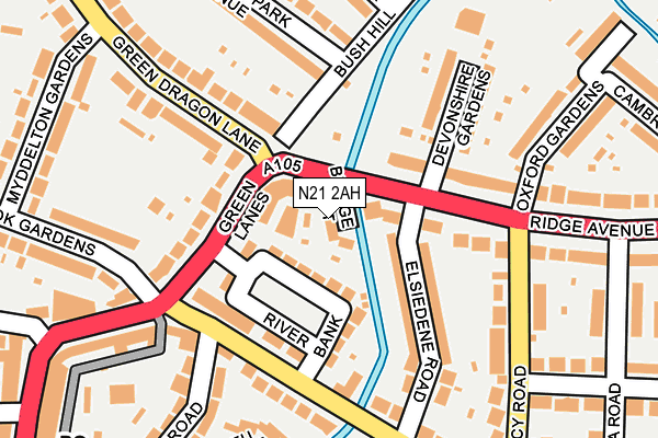 N21 2AH map - OS OpenMap – Local (Ordnance Survey)