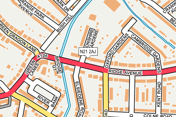 N21 2AJ map - OS OpenMap – Local (Ordnance Survey)