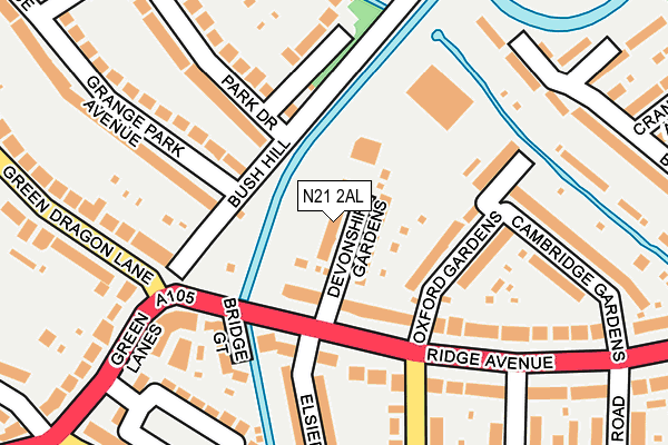 N21 2AL map - OS OpenMap – Local (Ordnance Survey)