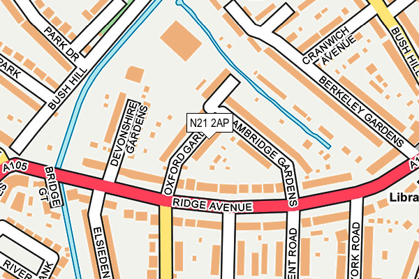 N21 2AP map - OS OpenMap – Local (Ordnance Survey)