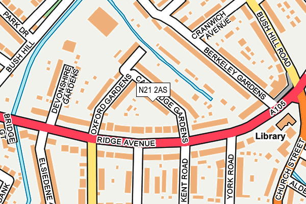 N21 2AS map - OS OpenMap – Local (Ordnance Survey)